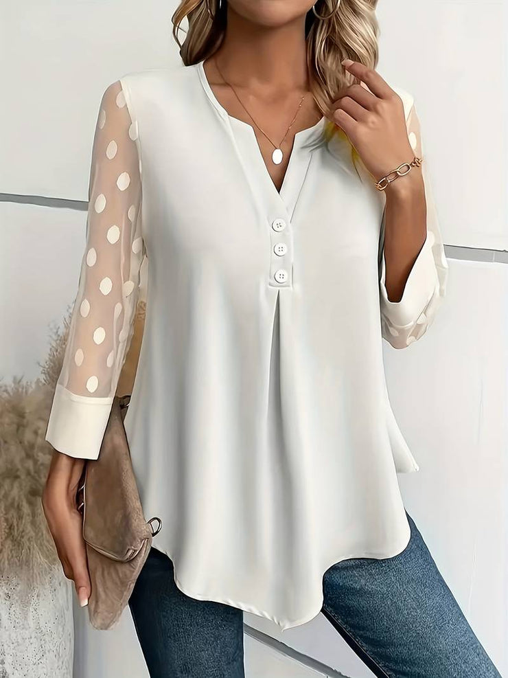 Glamour Garten | Strickbluse Damen V-Ausschnitt Knopfleiste