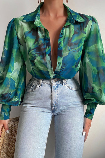 Vishara | Damen Geblümte Bluse | Langarm