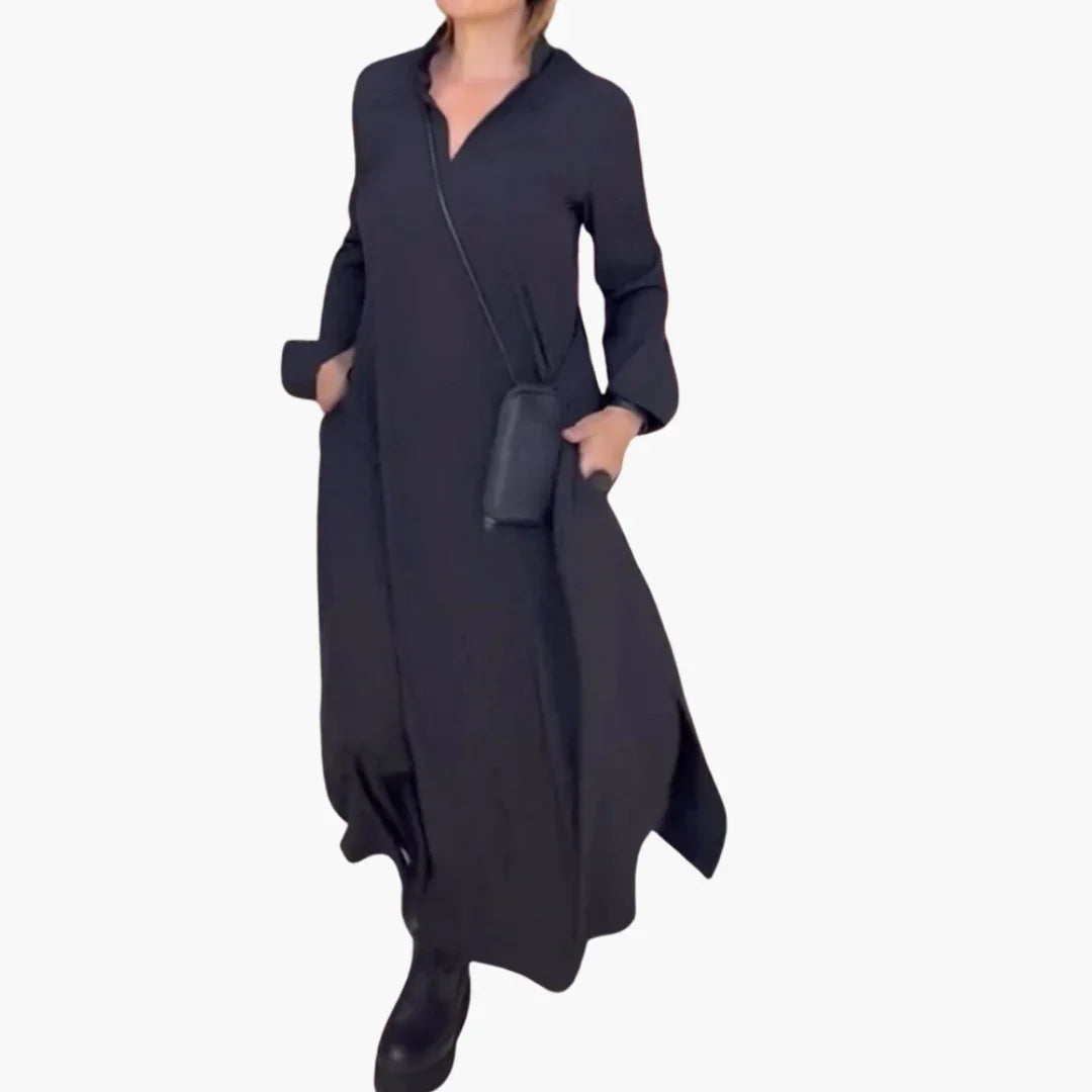 Glamour Garten™ | Knopfleisten Maxikleid mit Seitenschlitz für Damen