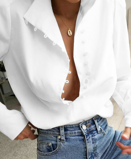 Erika | Damen Elegant Langarm Bluse | Puffärmel