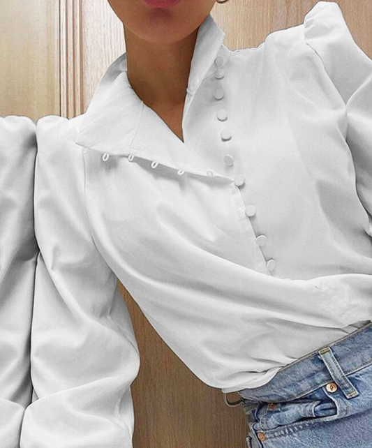 Erika | Damen Elegant Langarm Bluse | Puffärmel