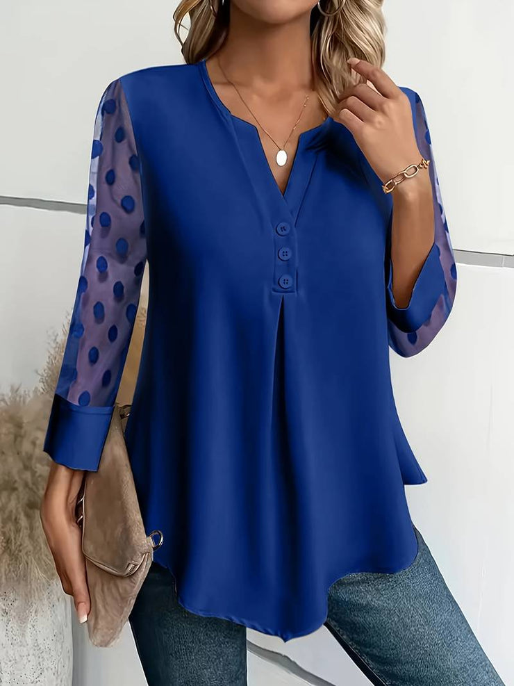 Glamour Garten | Strickbluse Damen V-Ausschnitt Knopfleiste