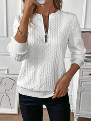 Glamour Garten | Damen Strukturiertes Lässiges Halbzip Sweatshirt (Herbst)