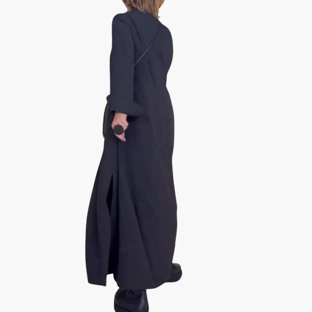 Glamour Garten™ | Knopfleisten Maxikleid mit Seitenschlitz für Damen