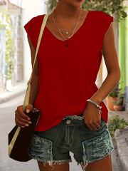 Glamour Garten – lässiges, schlichtes t-shirt mit v-ausschnitt