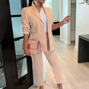 Glamour Garten - Schicke Herbst Bürostil Blazer und Hosen Set für Frauen