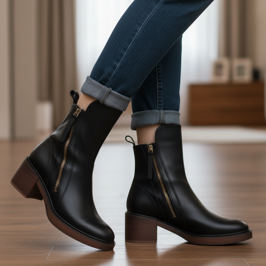 Glamour Garten™  | Schwarze Lederstiefel