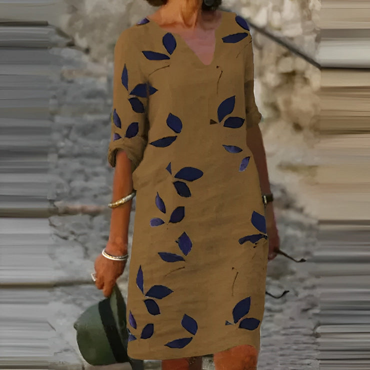 Glamour Garten | Atemberaubendes Damen-Sommerkleid mit Blätterdruck