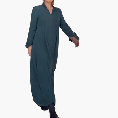 Glamour Garten™ | Knopfleisten Maxikleid mit Seitenschlitz für Damen