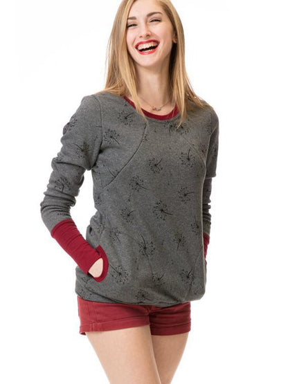 Glamour Garten™ | Damen Still-Sweatshirt mit Blumendruck und Reißverschluss