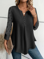 Glamour Garten | Strickbluse Damen V-Ausschnitt Knopfleiste