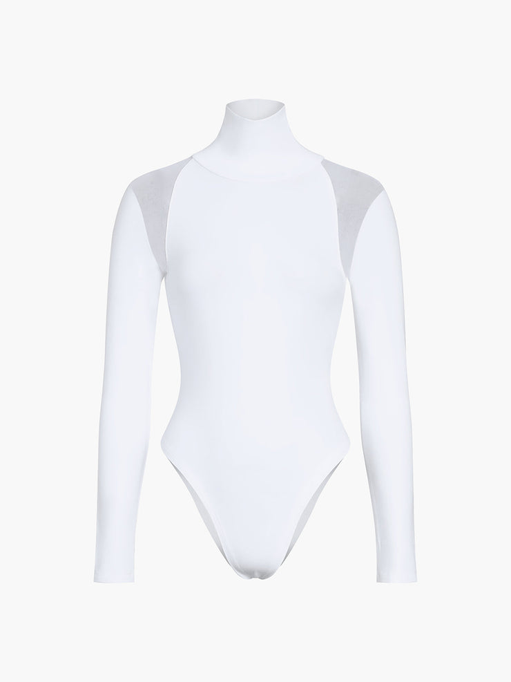 Heidi-Mode | Langärmeliger Rollkragen-Body mit Patchwork-Netz