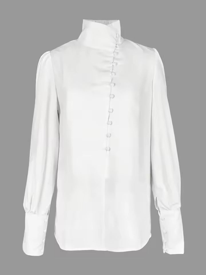 Erika | Damen Elegant Langarm Bluse | Puffärmel