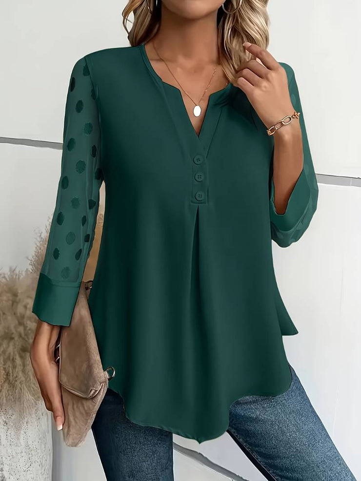 Glamour Garten | Strickbluse Damen V-Ausschnitt Knopfleiste