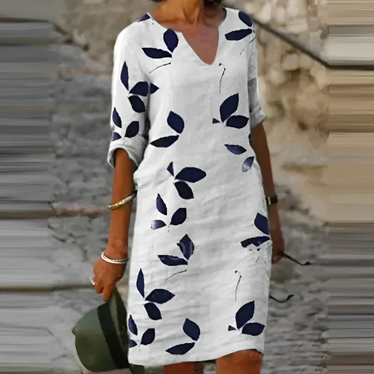 Glamour Garten | Atemberaubendes Damen-Sommerkleid mit Blätterdruck