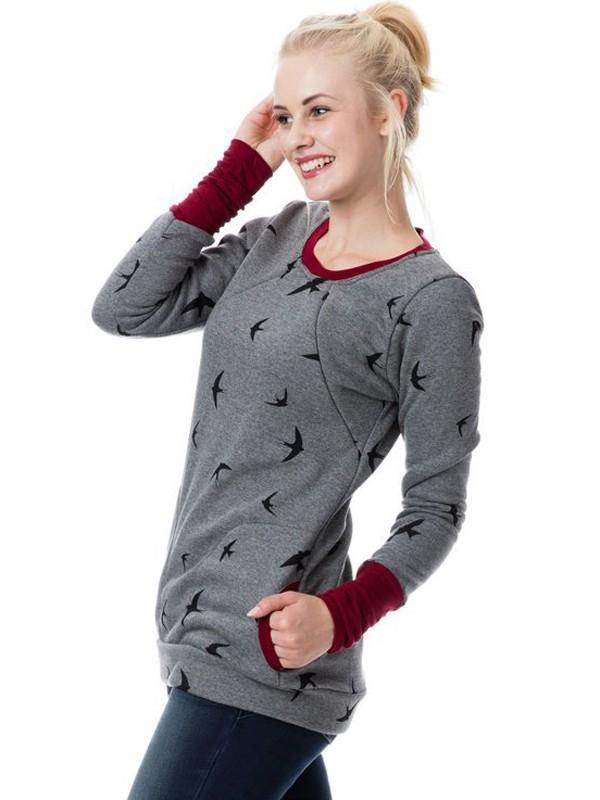 Glamour Garten™ | Damen Still-Sweatshirt mit Blumendruck und Reißverschluss