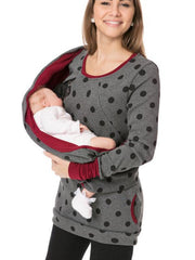 Glamour Garten Schwangerschafts-Chaps, Krankenschwester-Sweatshirts, Blumendruck, Taschen, Reißverschluss, Stillkleidung