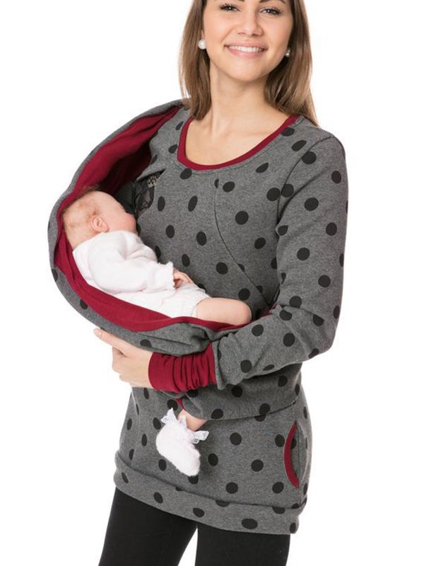 Glamour Garten Schwangerschafts-Chaps, Krankenschwester-Sweatshirts, Blumendruck, Taschen, Reißverschluss, Stillkleidung