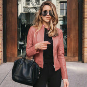 Glamour Garten - Lederjacke mit Stehkragen