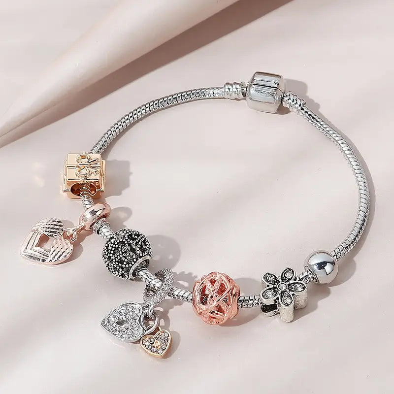 Glamour Garten™ | Armband mit Strasssteinen und Blumen