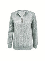 Glamour Garten | Damen Strukturiertes Lässiges Halbzip Sweatshirt (Herbst)